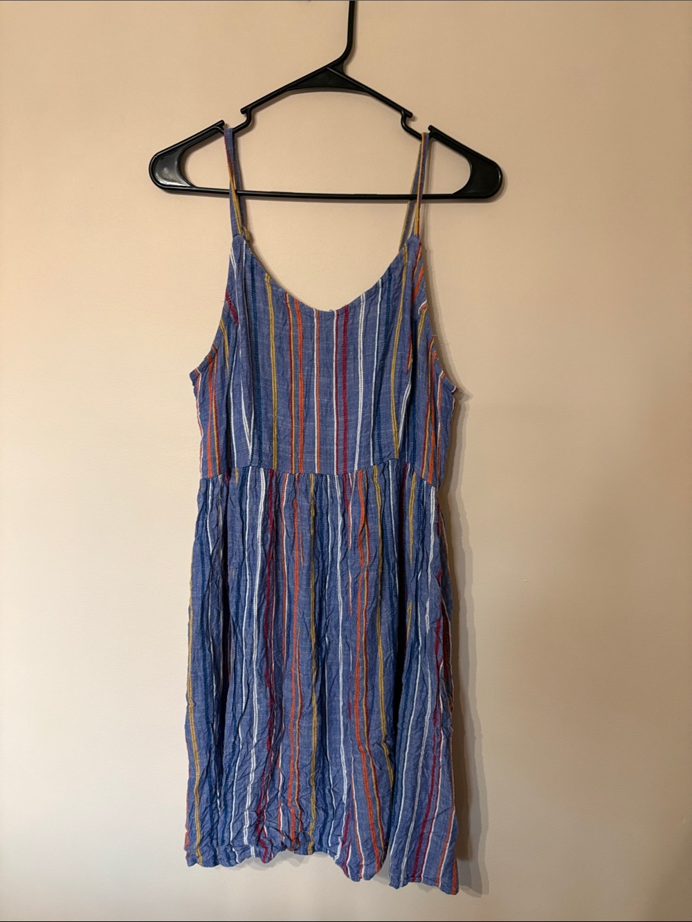 Striped Blue Sleeveless Mini Dress